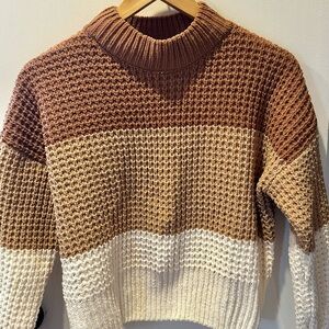 Pink Rose Cozy Knit Cropped Waffle Sweater